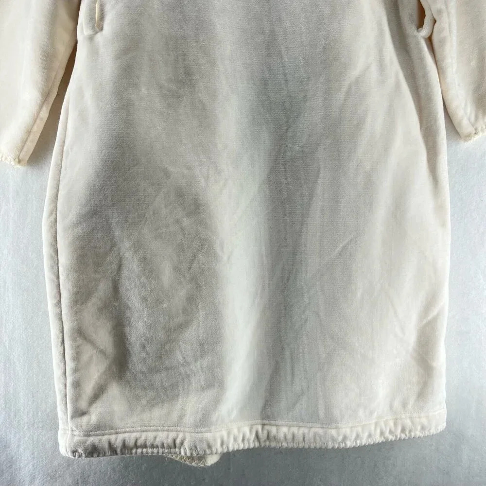 Pottery Barn Robe Womens Size Small Plush Fleece Lined Shawl Wrap Belted Ivory - Picture 7 of 12